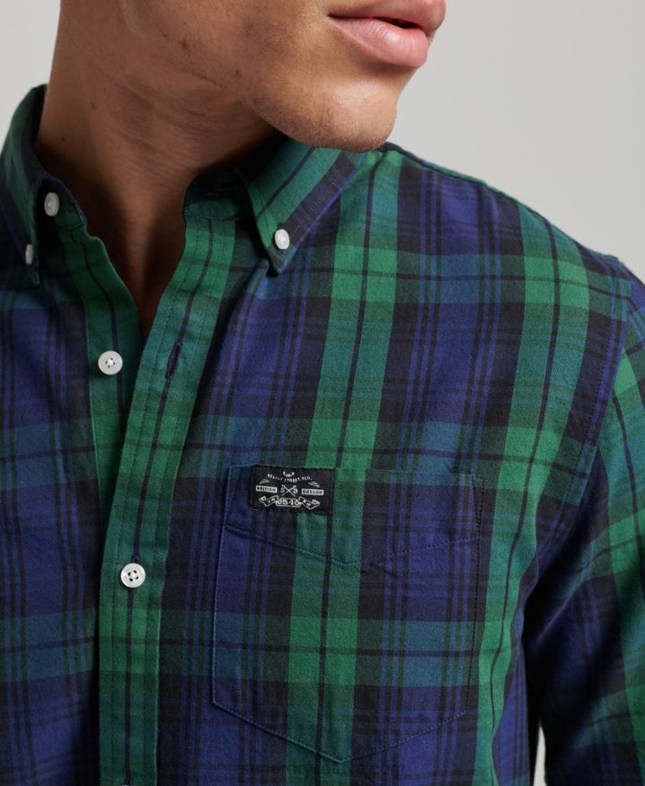 Superdry Cotton Check Merchant Shirt Green Men