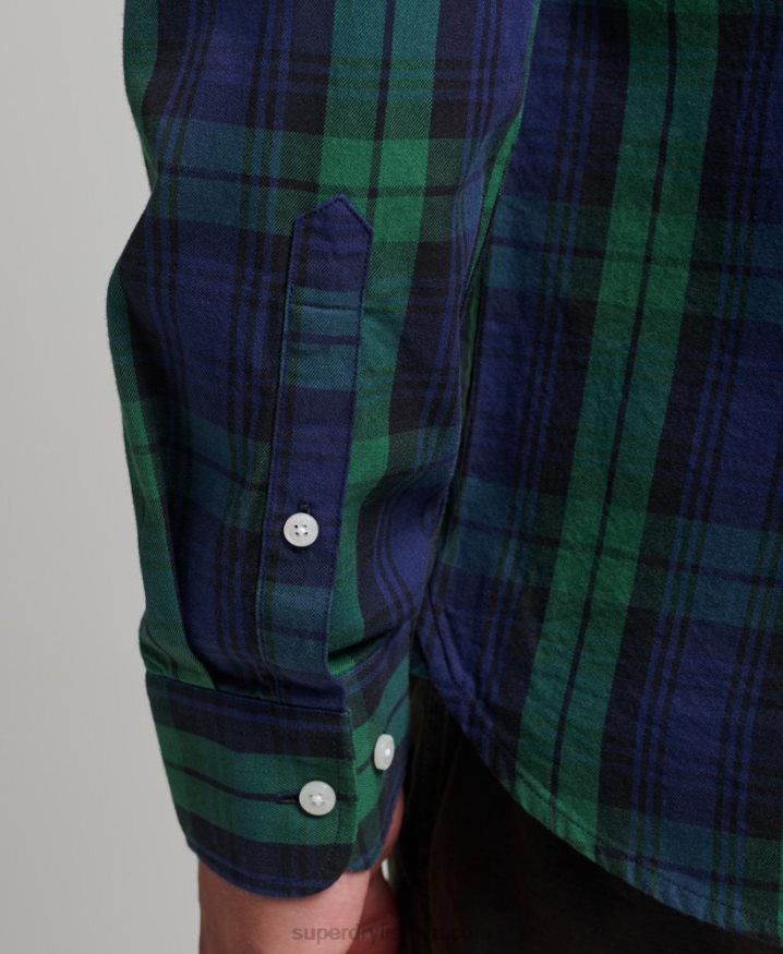 Superdry Cotton Check Merchant Shirt Green Men