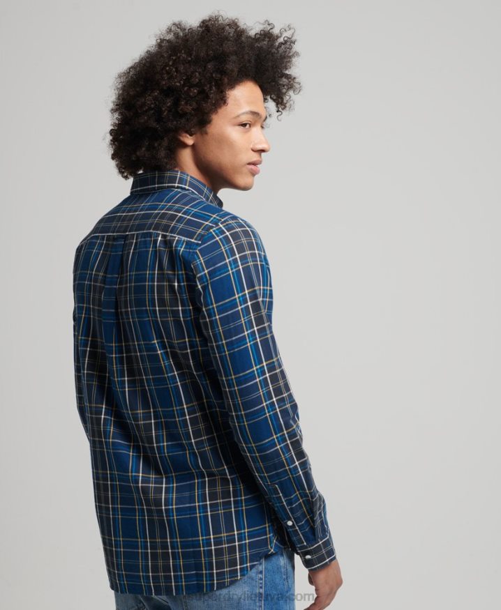 Superdry Cotton Check Merchant Shirt Navy Men