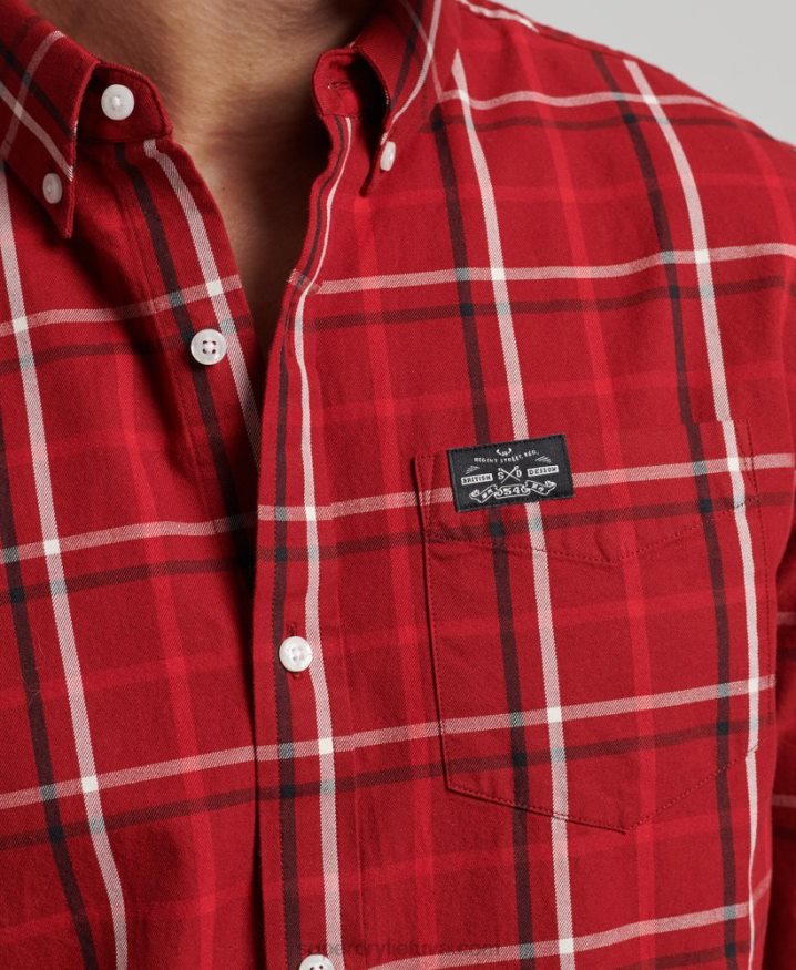 Superdry Cotton Check Merchant Shirt Red Men