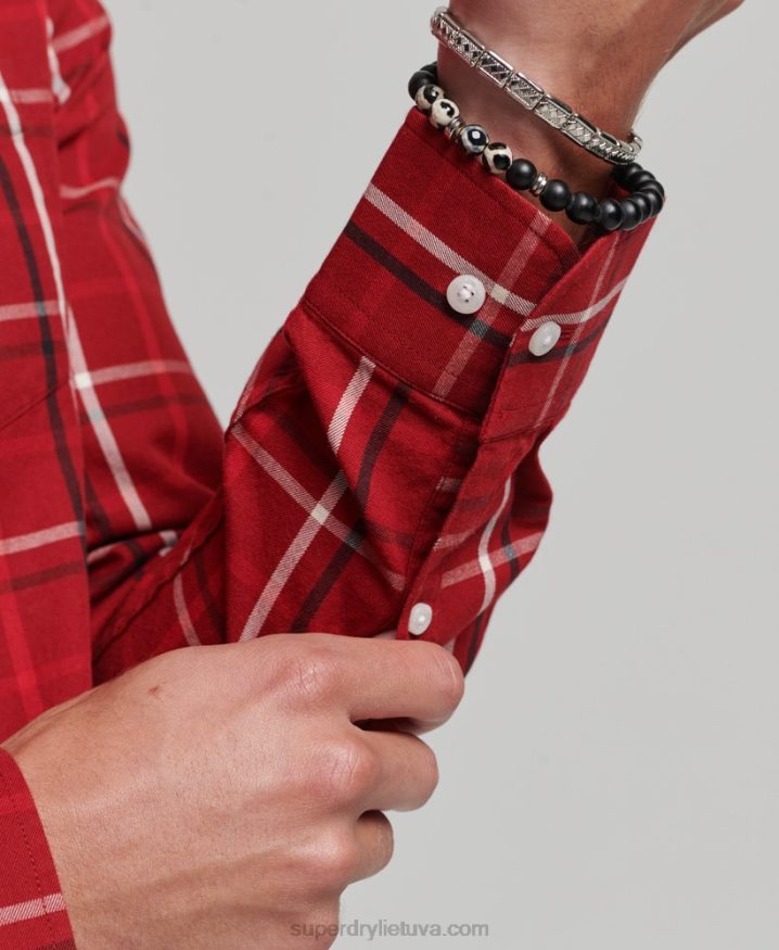 Superdry Cotton Check Merchant Shirt Red Men