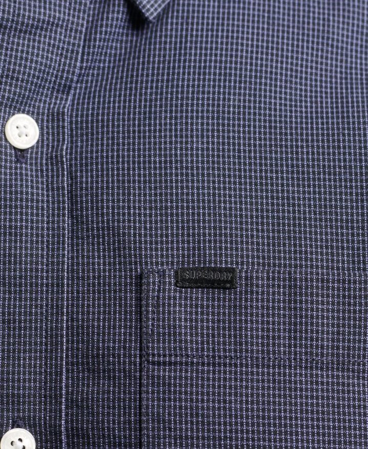 Superdry Cotton Micro Check Shirt Navy Men