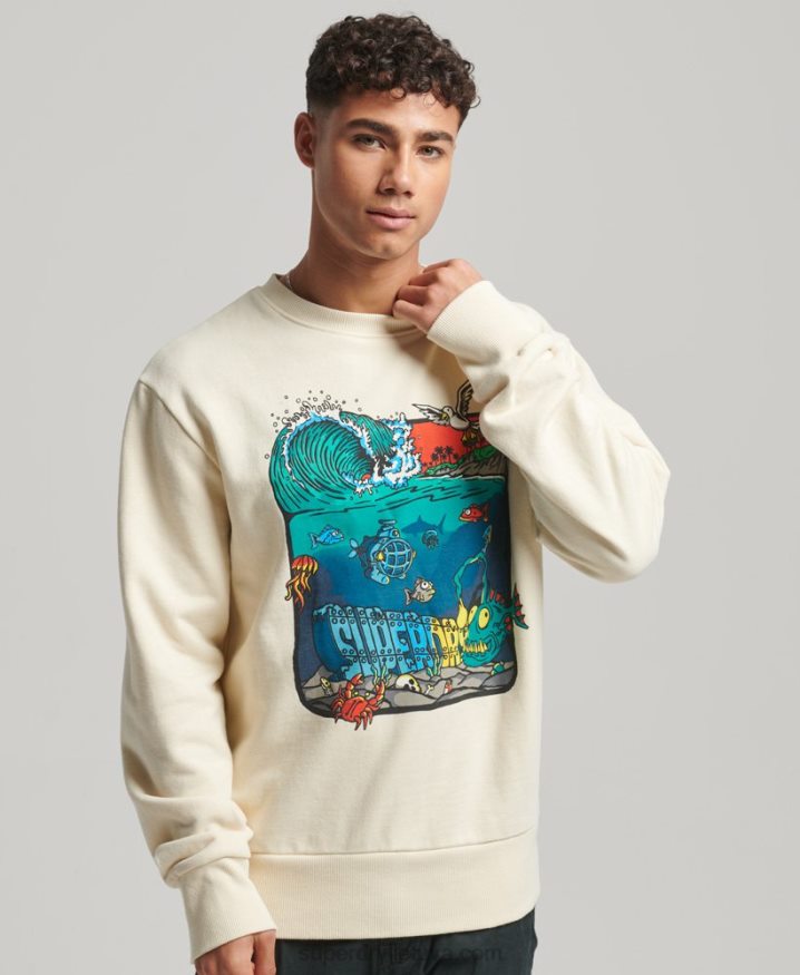 Superdry Creatures Crew Sweatshirt Cream Men