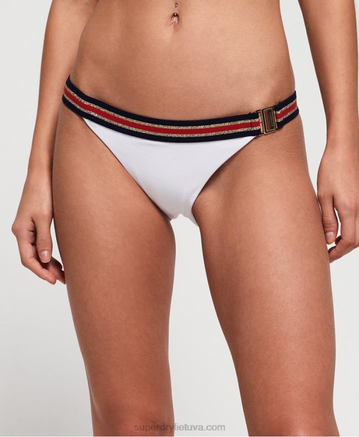 Superdry Crest Logo Fixed Tri Bikini Bottom White Women