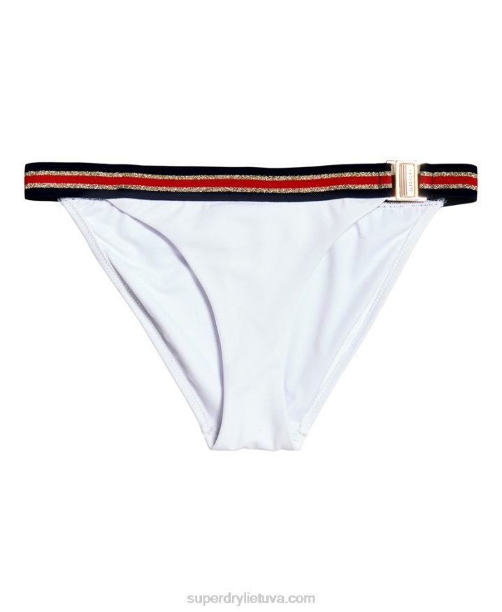 Superdry Crest Logo Fixed Tri Bikini Bottom White Women