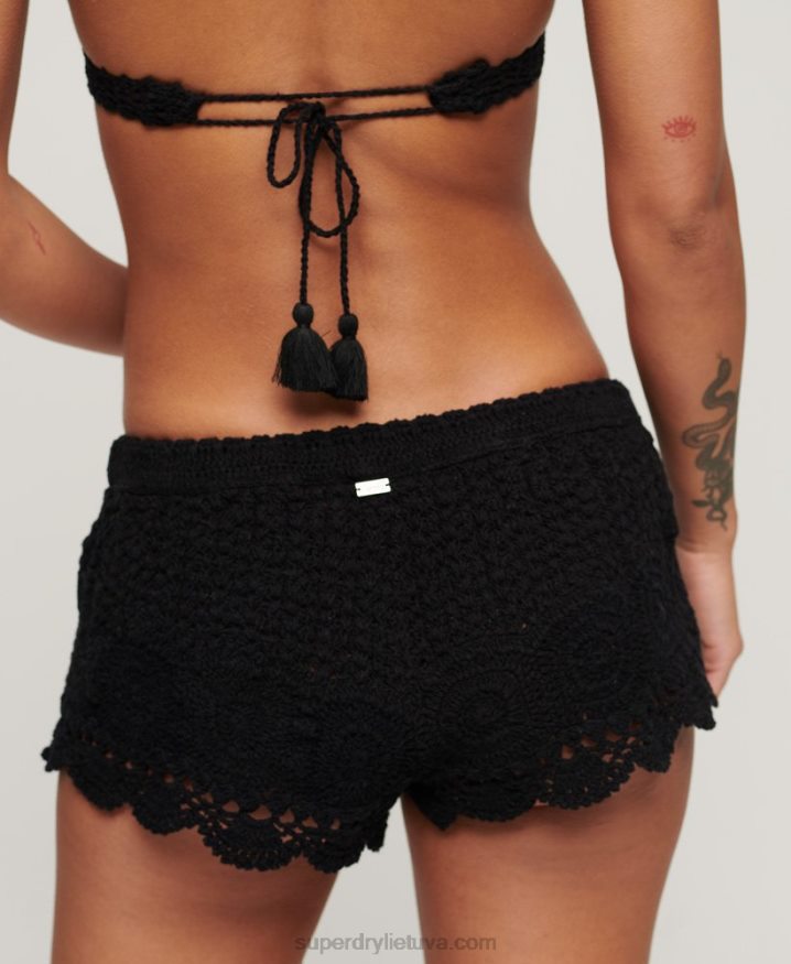 Superdry Crochet Shorts Black Women