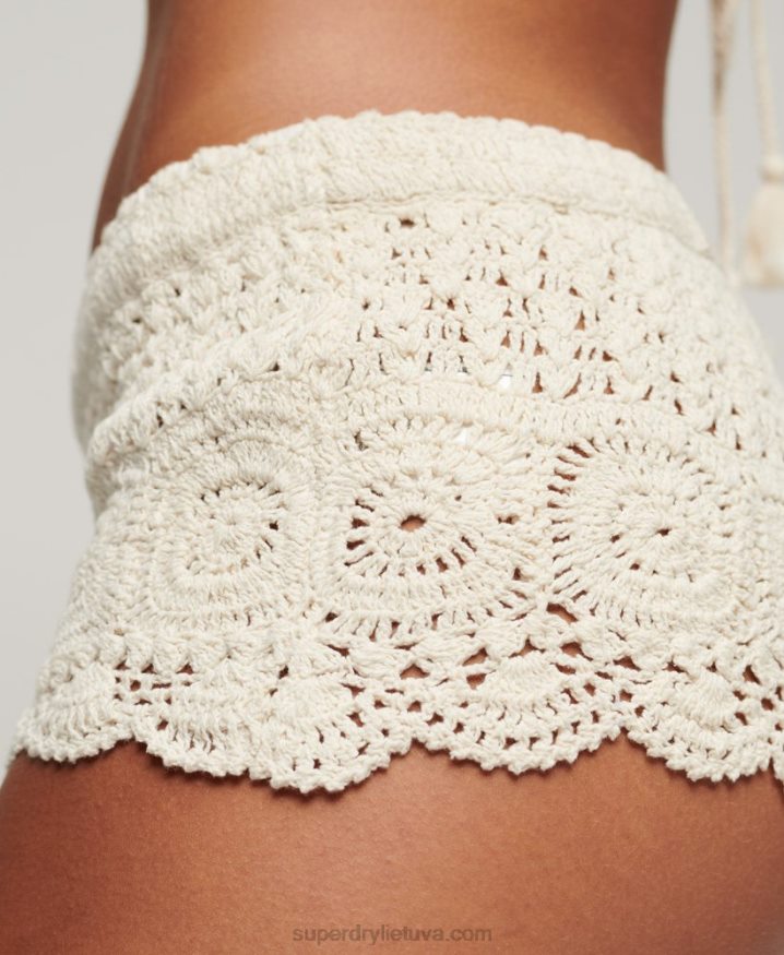 Superdry Crochet Shorts Cream Women