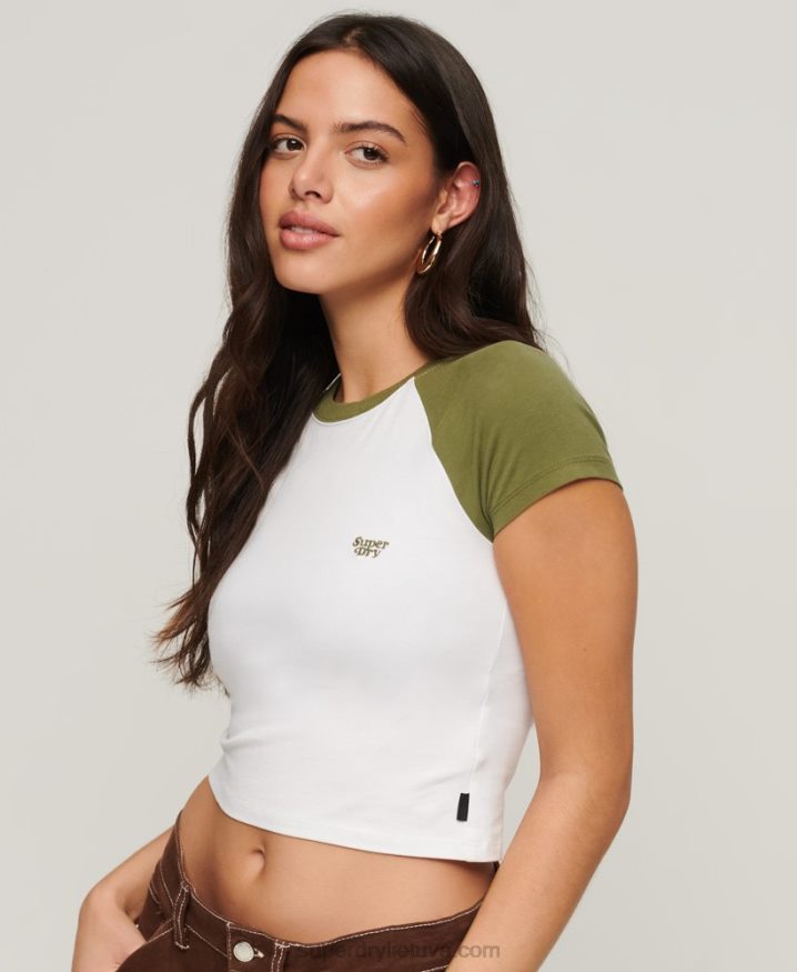 Superdry Cropped Baseball Baby T-Shirt Green Women