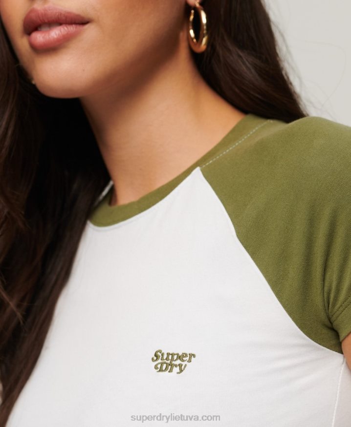 Superdry Cropped Baseball Baby T-Shirt Green Women