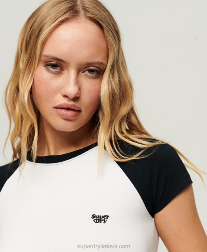 Superdry Cropped Baseball Baby T-Shirt White Women