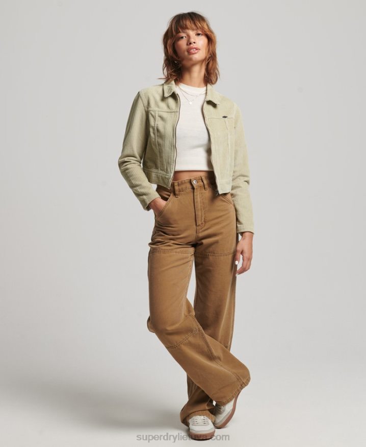 Superdry Cropped Cord Jacket Beige Women