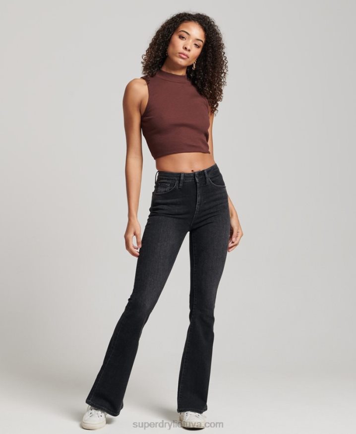 Superdry Cropped Mock Neck Tank Top Brown Women