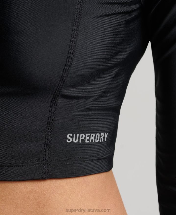 Superdry Cropped Rash Top Black Women