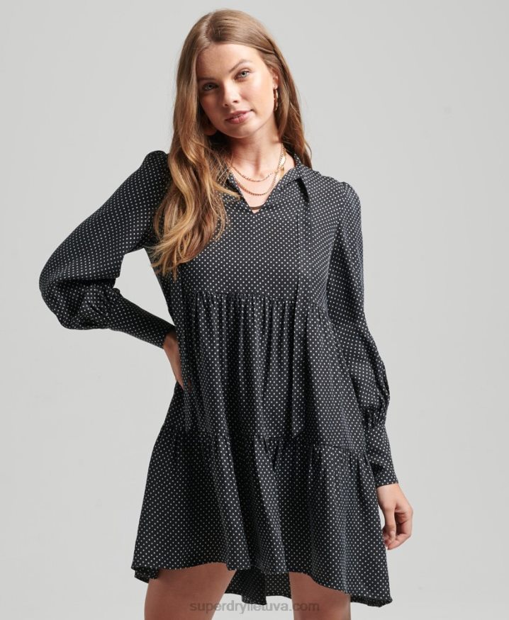 Superdry Cupro Peplum Dress Black Women