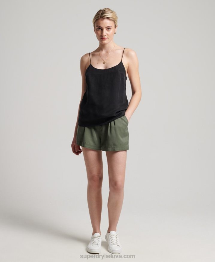 Superdry Cupro Strappy Cami Top Black Women