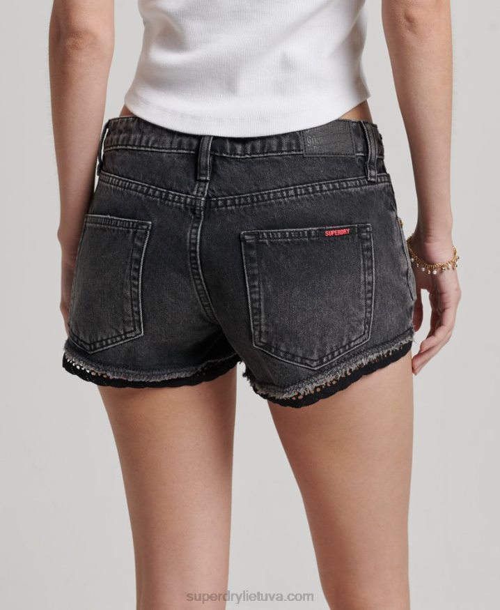 Superdry Denim Hot Shorts Black Women