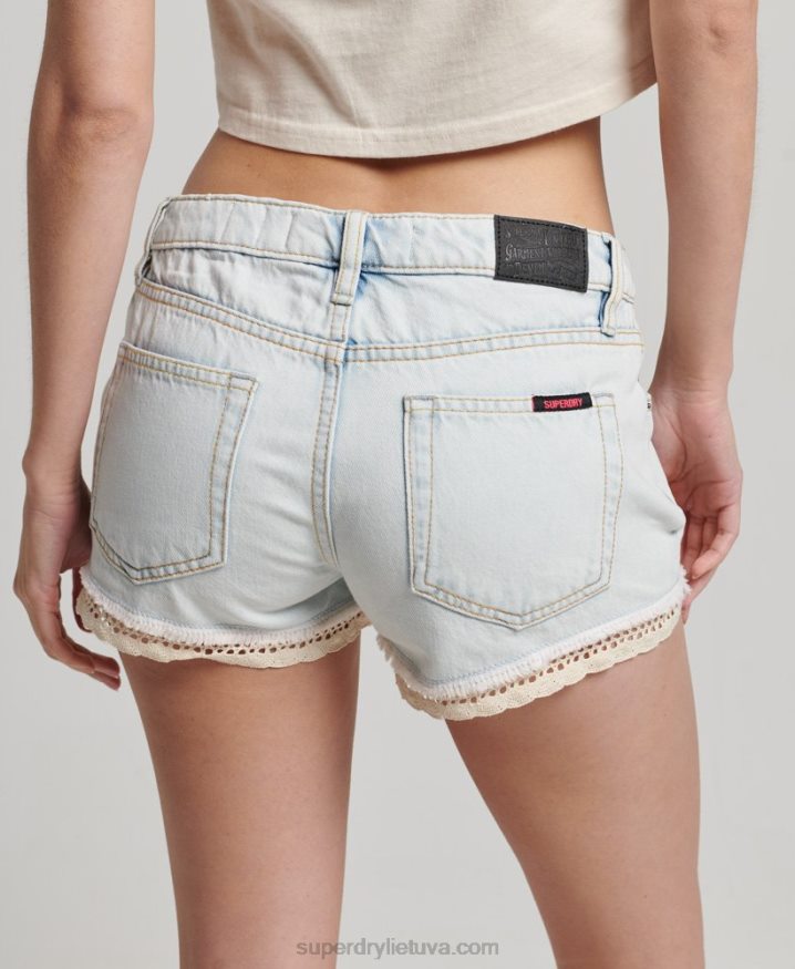 Superdry Denim Hot Shorts Light Blue Women