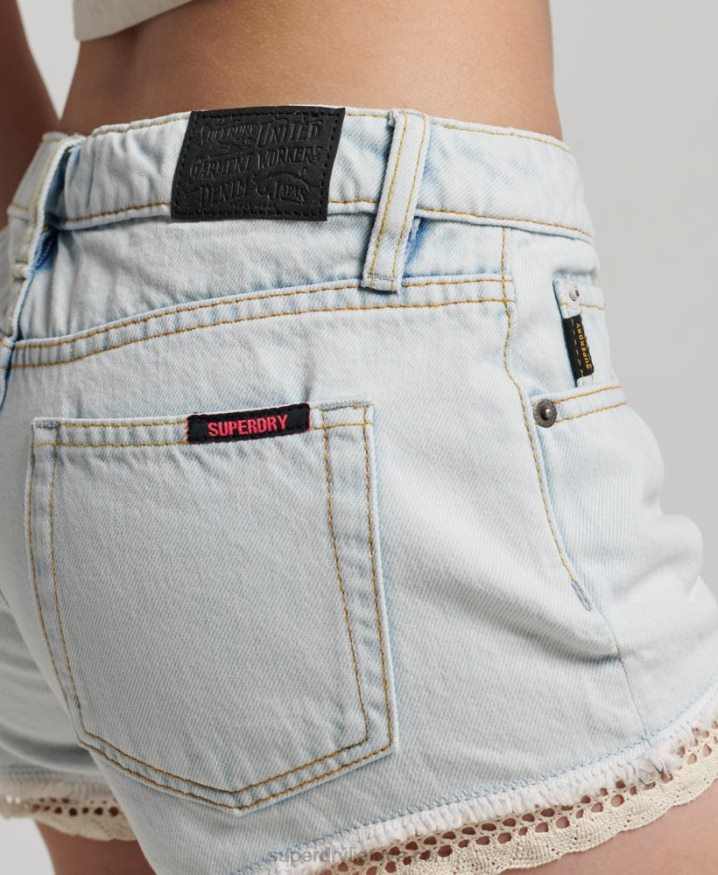 Superdry Denim Hot Shorts Light Blue Women