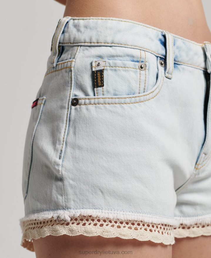 Superdry Denim Hot Shorts Light Blue Women