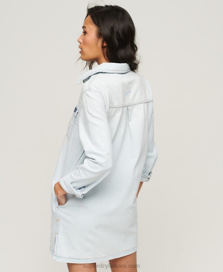 Superdry Denim Shirt Dress Light Blue Women