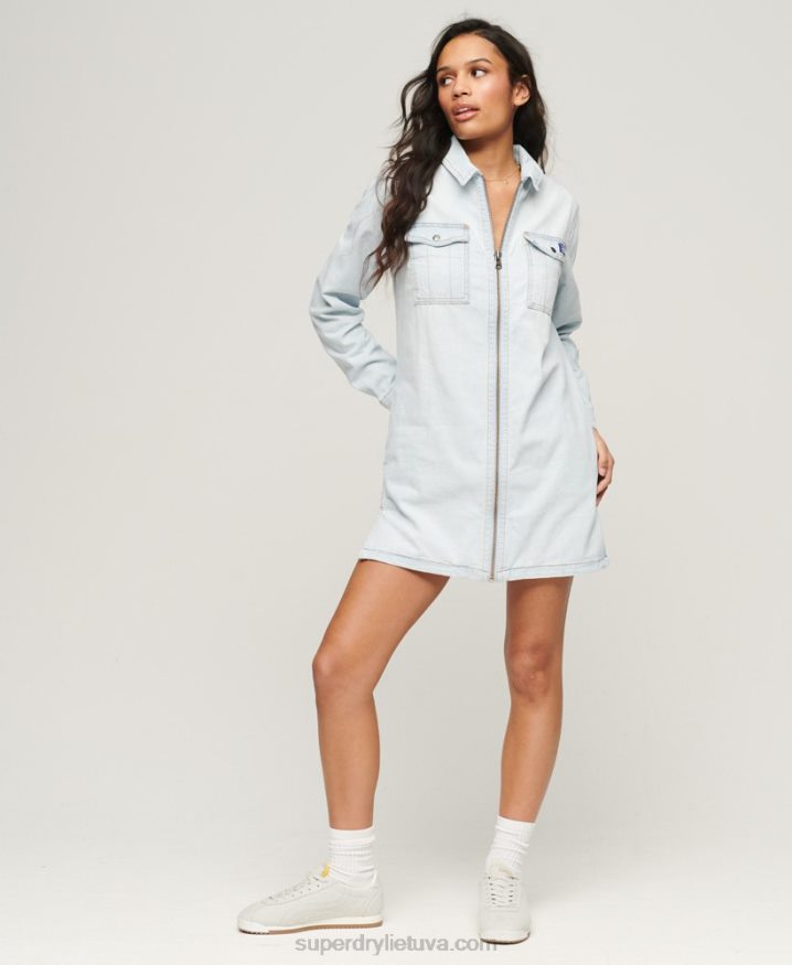 Superdry Denim Shirt Dress Light Blue Women