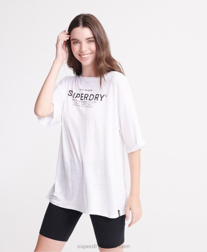 Superdry Desert Linen T-Shirt White Women