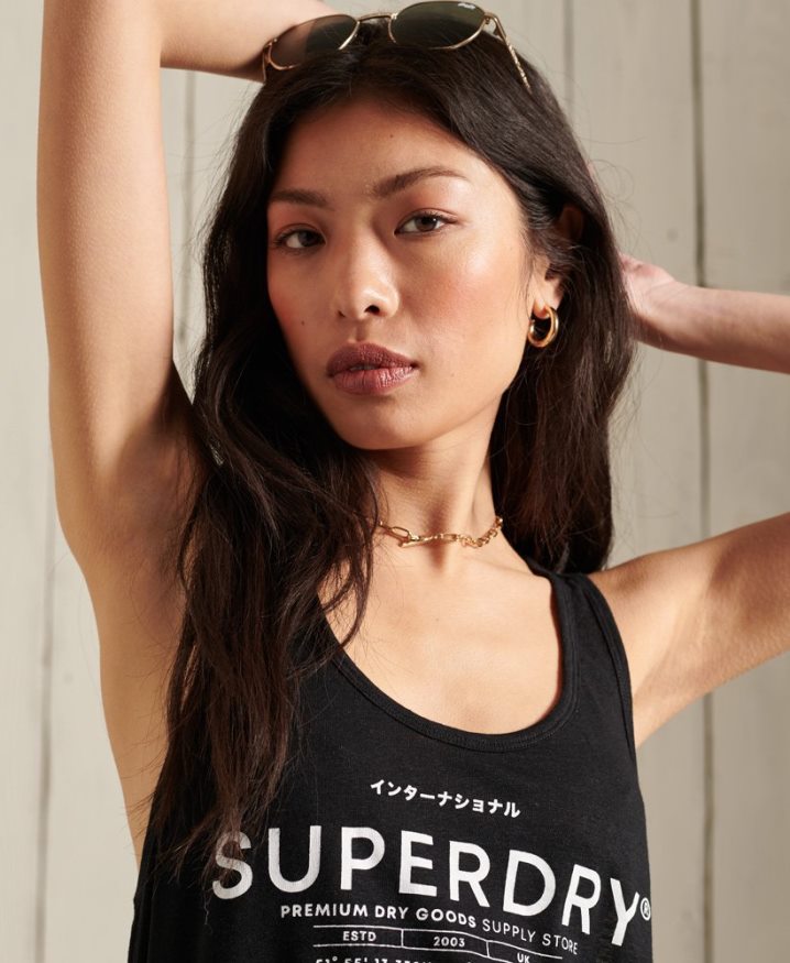 Superdry Desert Linen Vest Black Women