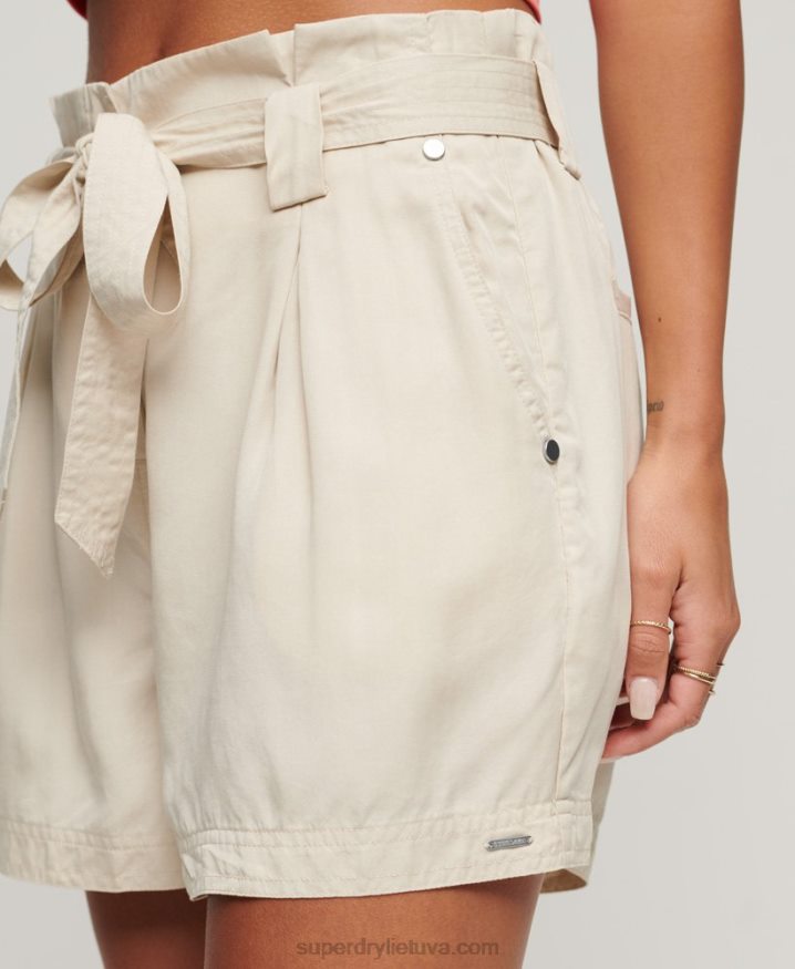 Superdry Desert Paperbag Shorts Beige Women