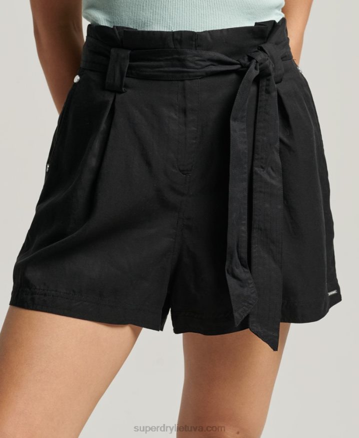 Superdry Desert Paperbag Shorts Black Women