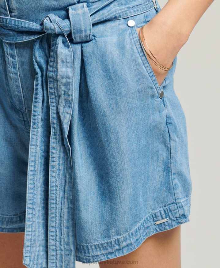 Superdry Desert Paperbag Shorts Light Blue Women