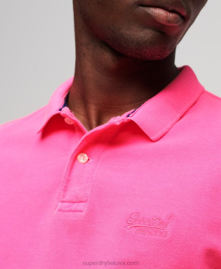 Superdry Destroyed Polo Shirt Pink Men