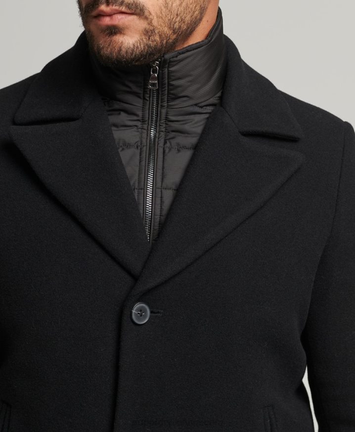 Superdry Detachable Lining Short Wool Coat Black Men