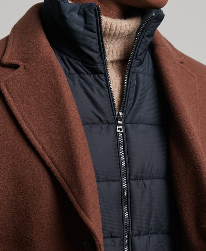 Superdry Detachable Lining Wool Town Coat Brown Men