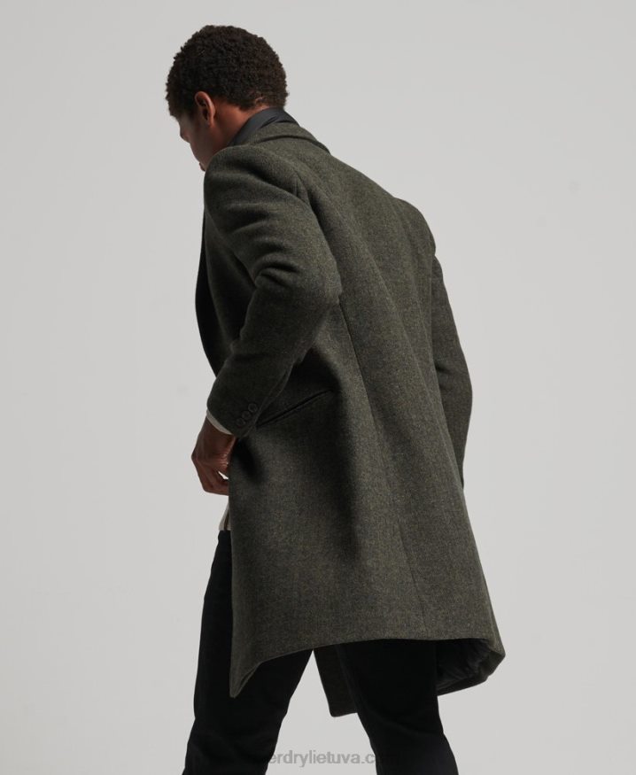 Superdry Detachable Lining Wool Town Coat Green Men