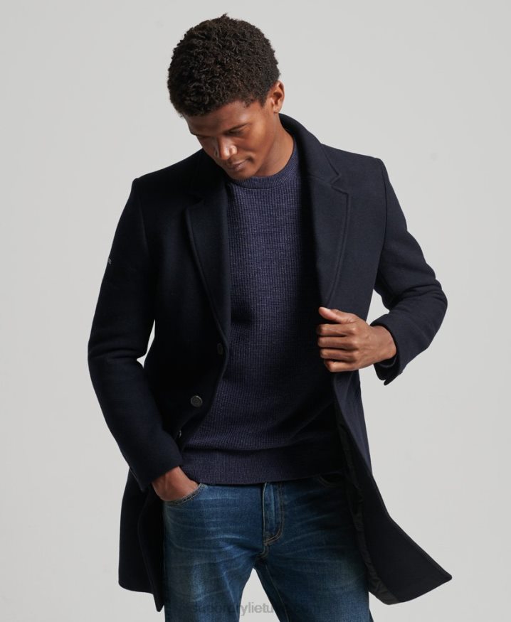 Superdry Detachable Lining Wool Town Coat Navy Men