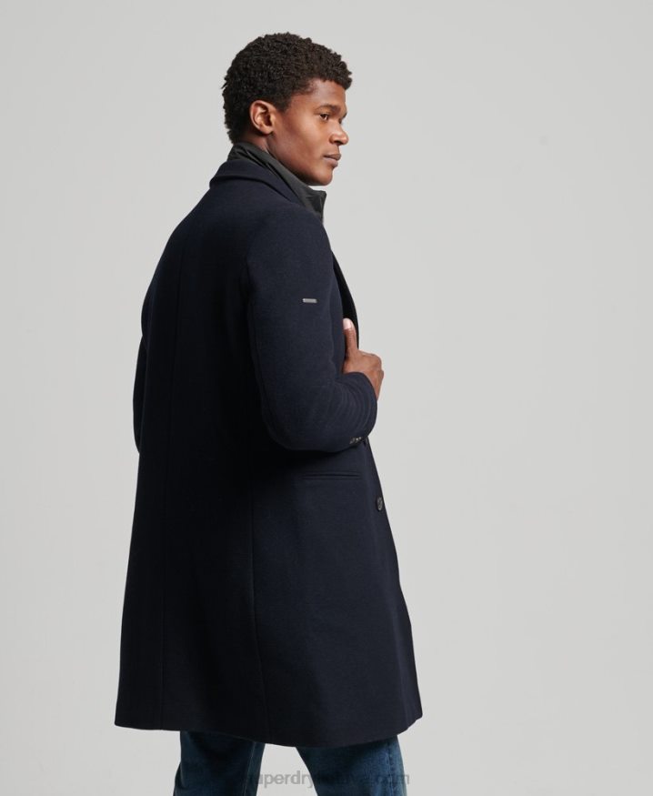 Superdry Detachable Lining Wool Town Coat Navy Men