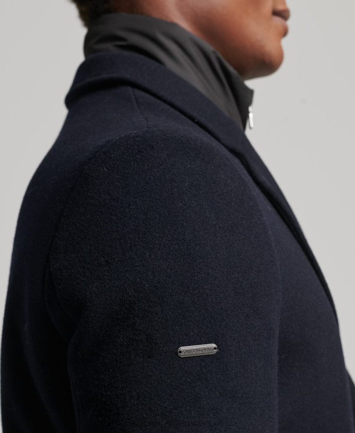 Superdry Detachable Lining Wool Town Coat Navy Men