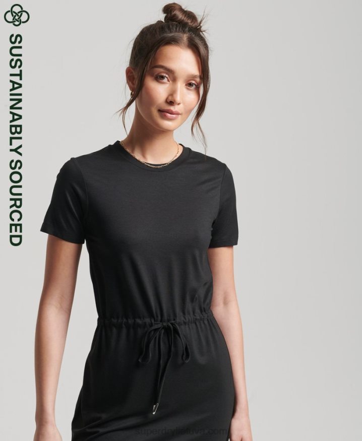 Superdry Drawstring T-Shirt Dress Black Women