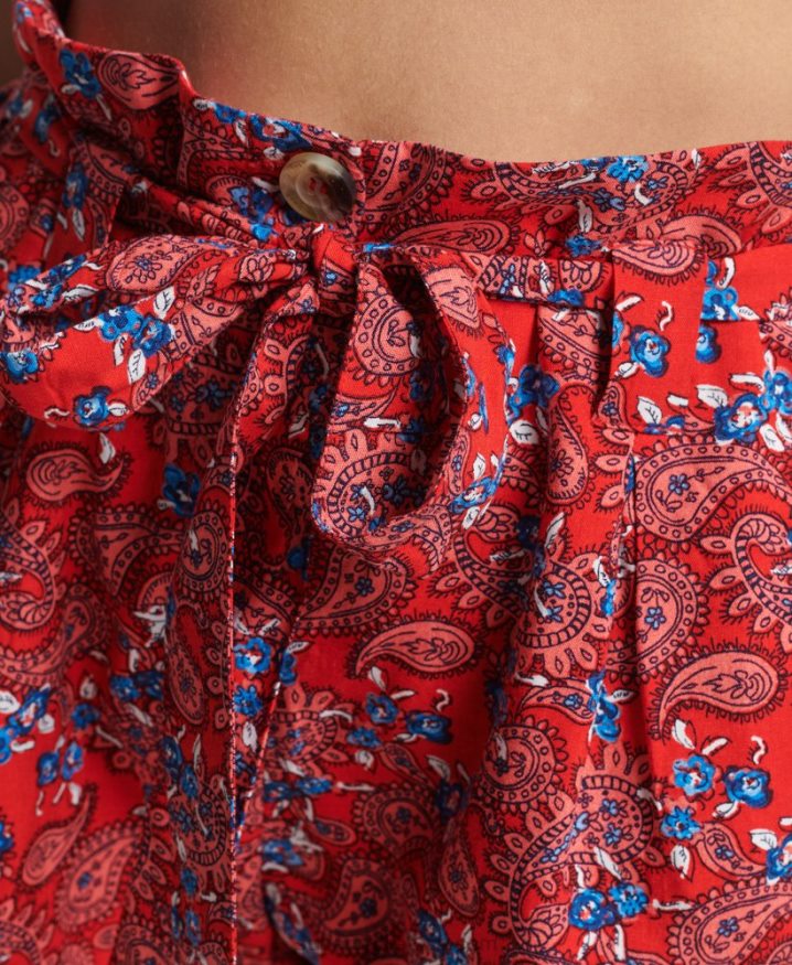 Superdry Ecovero Vintage Paperbag Printed Shorts Red Women