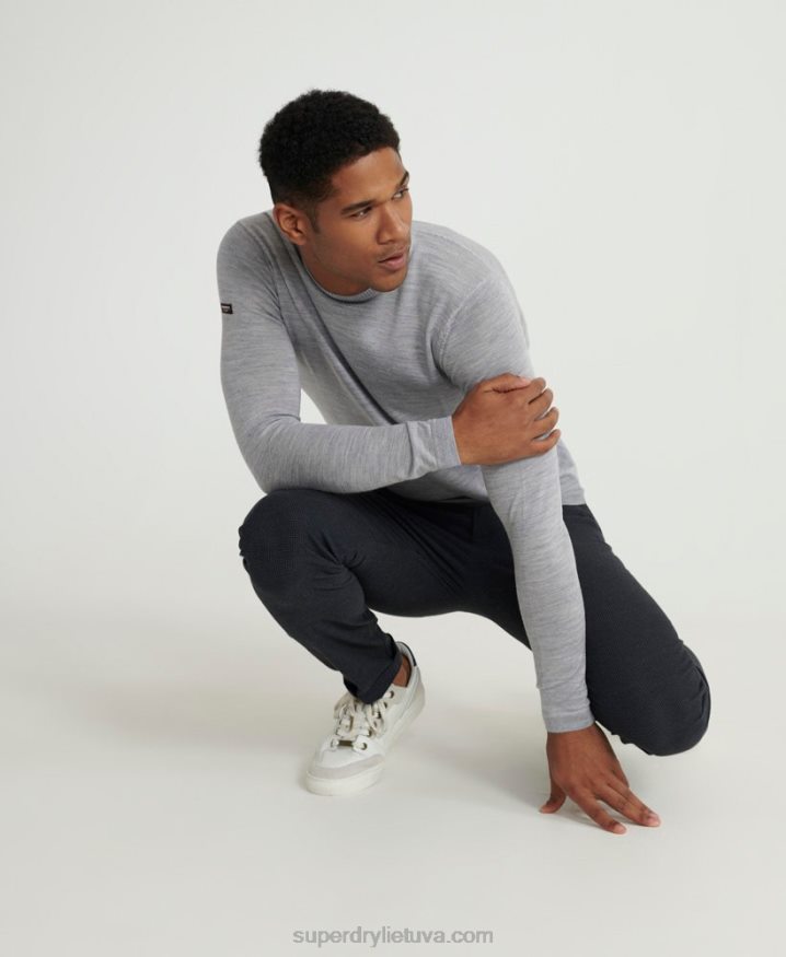 Superdry Edit Merino Crew Jumper Light Grey Men