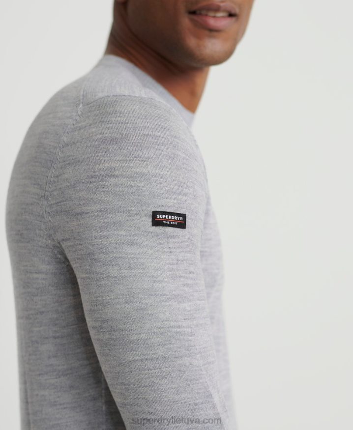 Superdry Edit Merino Crew Jumper Light Grey Men