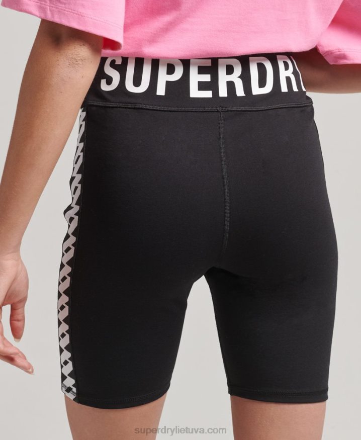 Superdry Elastic Logo Cycle Shorts Black Women