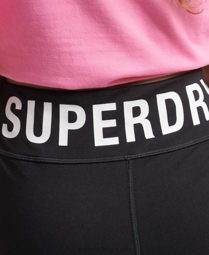 Superdry Elastic Logo Cycle Shorts Black Women