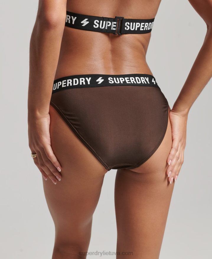 Superdry Elastic Recycled Bikini Briefs Brown Women