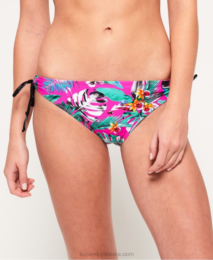 Superdry Electro Tropic Tie Bikini Bottoms Pink Women