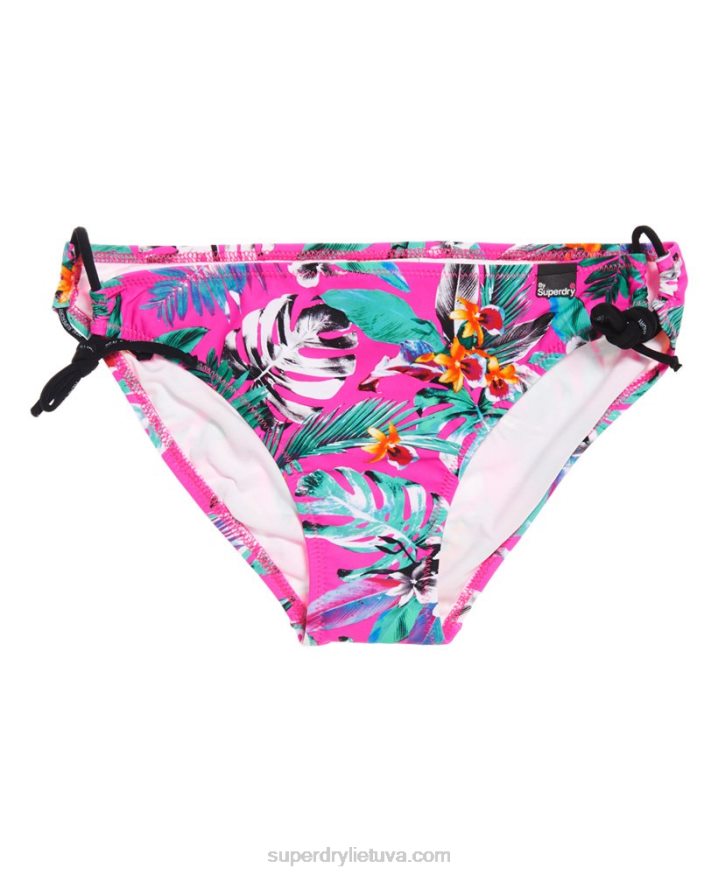 Superdry Electro Tropic Tie Bikini Bottoms Pink Women