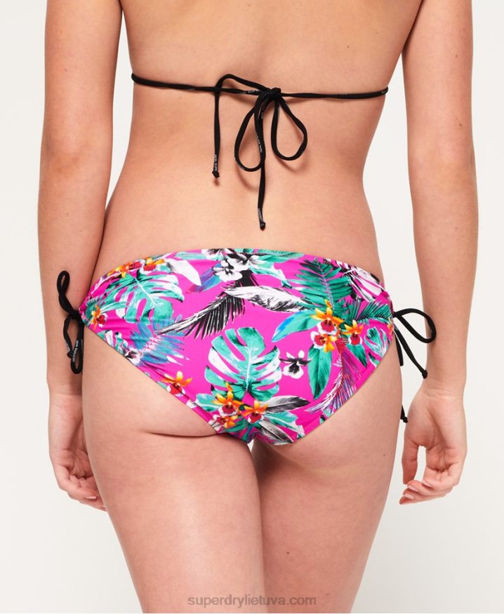 Superdry Electro Tropic Tie Bikini Bottoms Pink Women