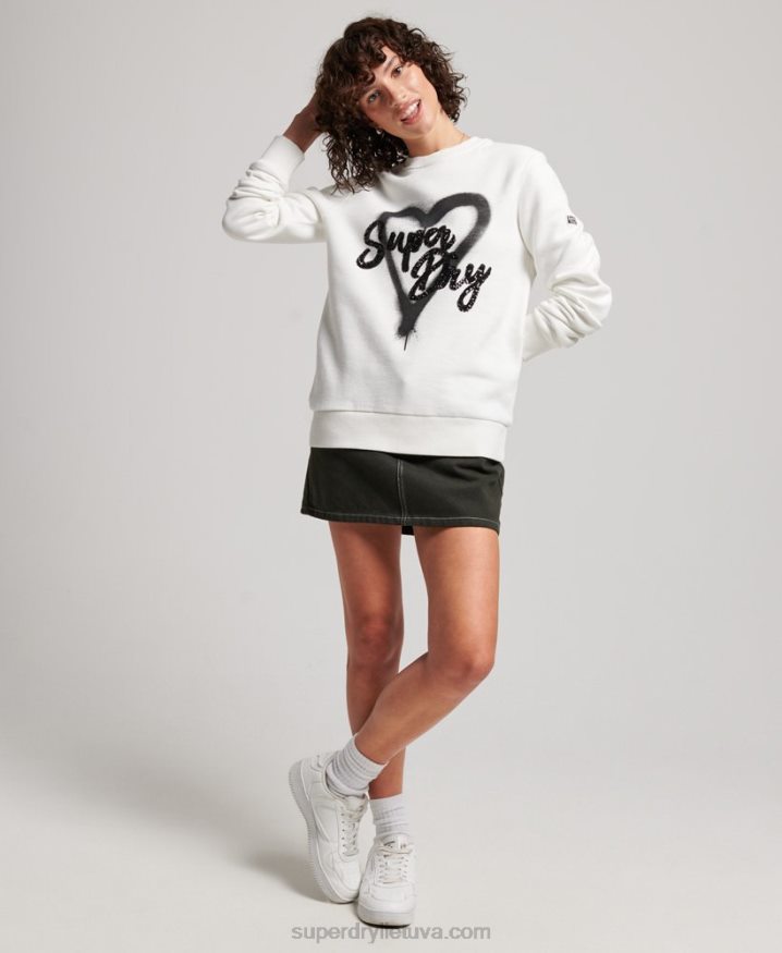 Superdry Embellished Crew Sweatshirt White Women