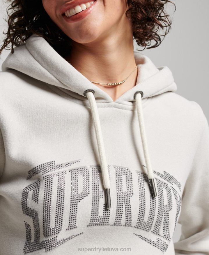 Superdry Embellished Hoodie Light Grey Women