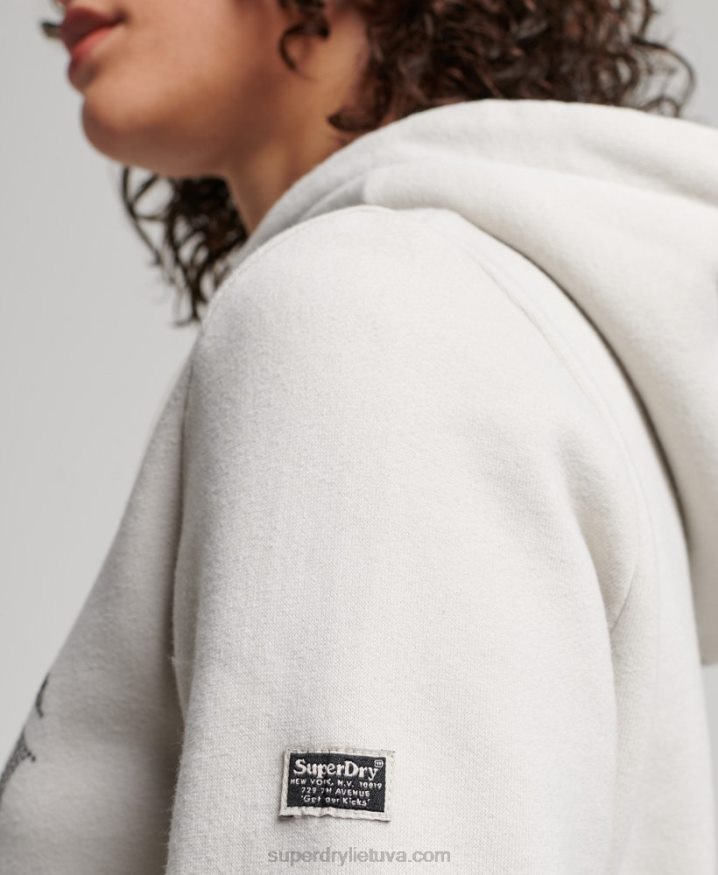 Superdry Embellished Hoodie Light Grey Women